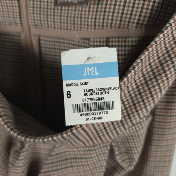 NWT J. McLaughlin MADDIE Pleated Plaid Skirt TAUPE/BROWN/BLACK HOUNDSTOOTH Sz 6 - Picture 10 of 10